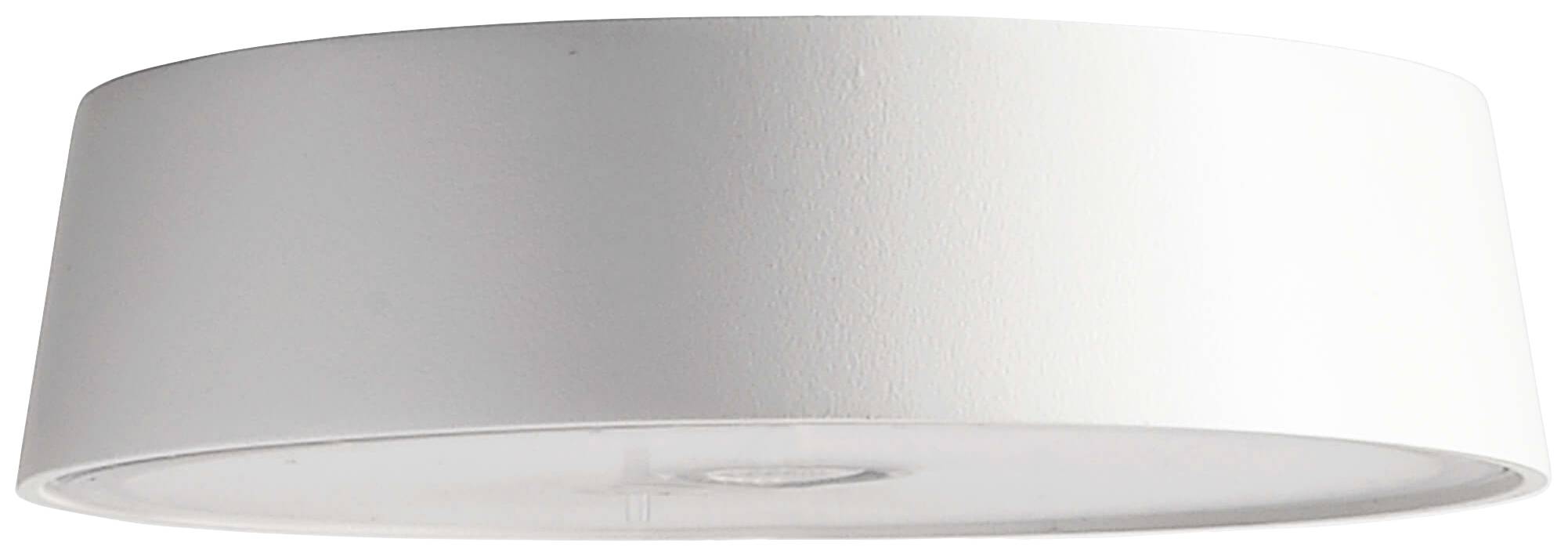 Weiße Deckenleuchte mit schlichter, zylindrischer Form aus mattem Material.