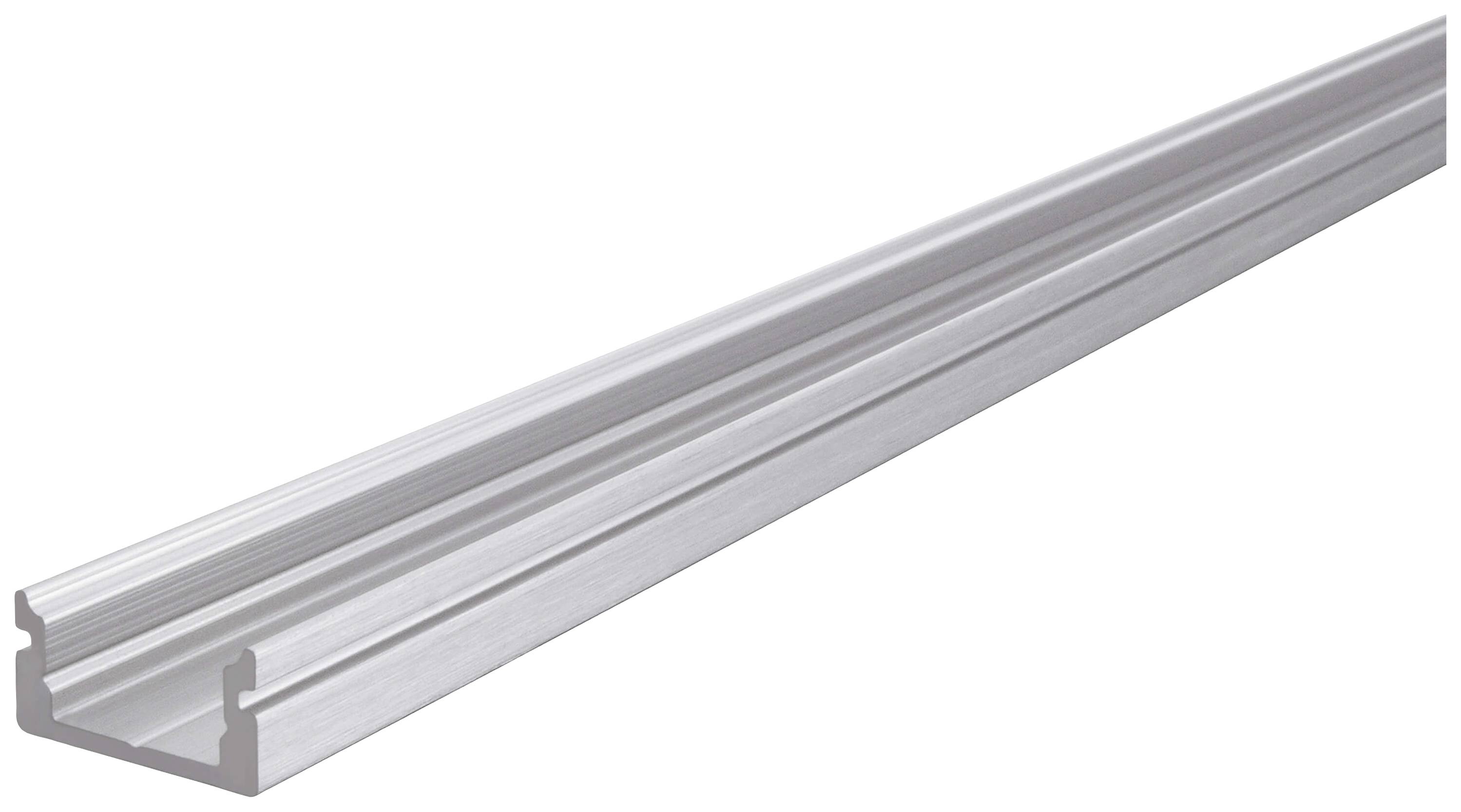 Metallschiene mit U-Profil, seitlich geneigt. Hauptsächlich zur Befestigung von Paneelen oder Strukturen verwendet.