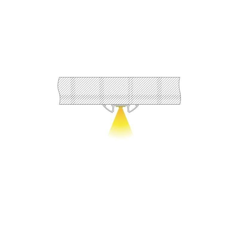 Querschnittsdiagramm eines Brandschutzsprinklers. Er zeigt den Wasserfluss von der Düse Richtung Boden während eines Brandes.