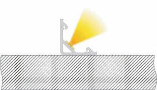 Illustration eines Profils mit einer gelben Fläche, die Licht abstrahlt. Das Profil sitzt auf einer schraffierten Oberfläche.