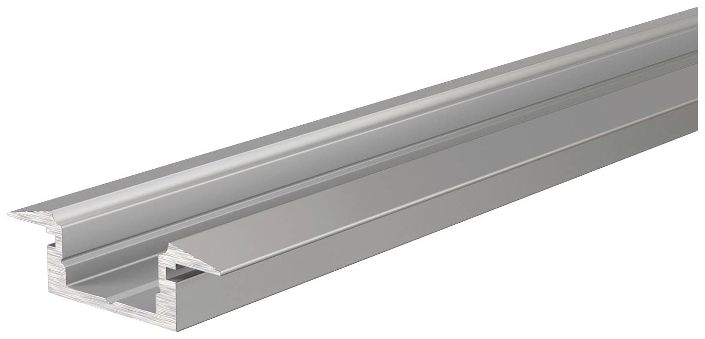 Ein silberfarbenes Aluminiumprofil in L-Form, das für die Montage oder Befestigung in Bauprojekten verwendet wird.