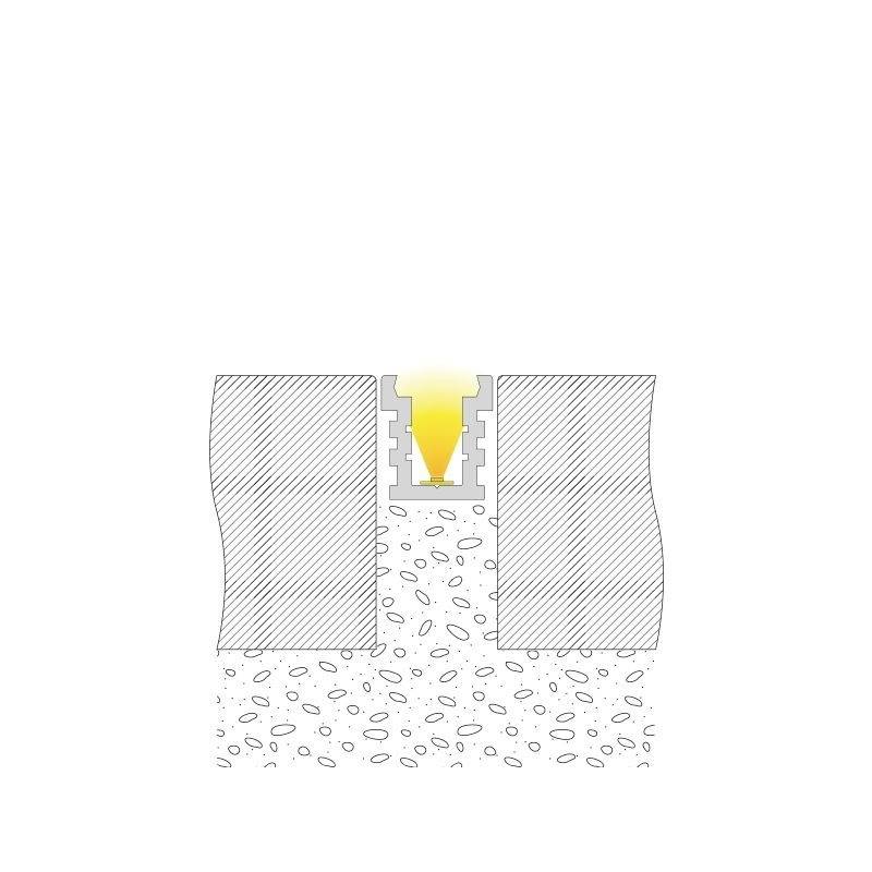 Schematische Darstellung eines Laserhärtungsprozesses, wobei ein Laser senkrecht auf die Materialoberfläche trifft und diese oberflächlich erhitzt.