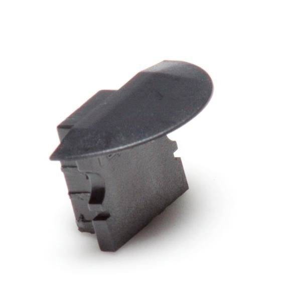 Plastikteil mit gewölbter Oberfläche, möglicherweise ein Abdeckungs- oder Schutzstück, vor neutralem Hintergrund.