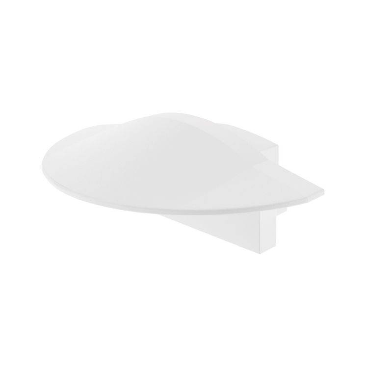 Weißer, halbrunder Wandregal aus Kunststoff mit unsichtbarer Befestigung.