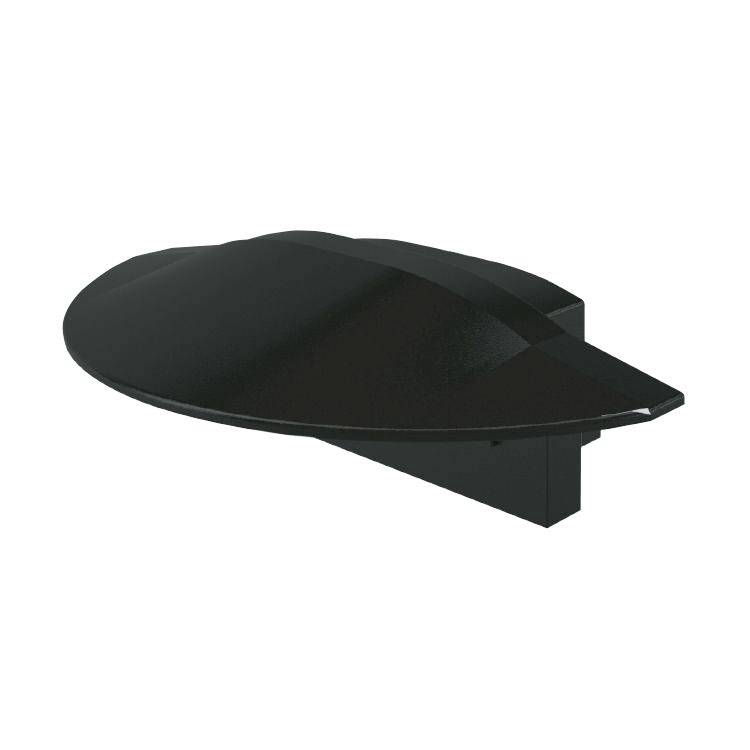 Schwarzer Wandhalter für Gitarren, halbrund mit einer stabilen Basis zur sicheren Befestigung an Wänden, schlichtes modernes Design.