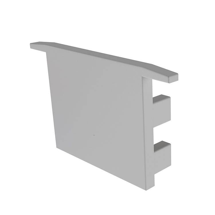 Ein graues, rechteckiges Bauteil mit zwei hervorstehenden Elementen auf einer Seite. Verwendung unklar, möglicherweise industriell.