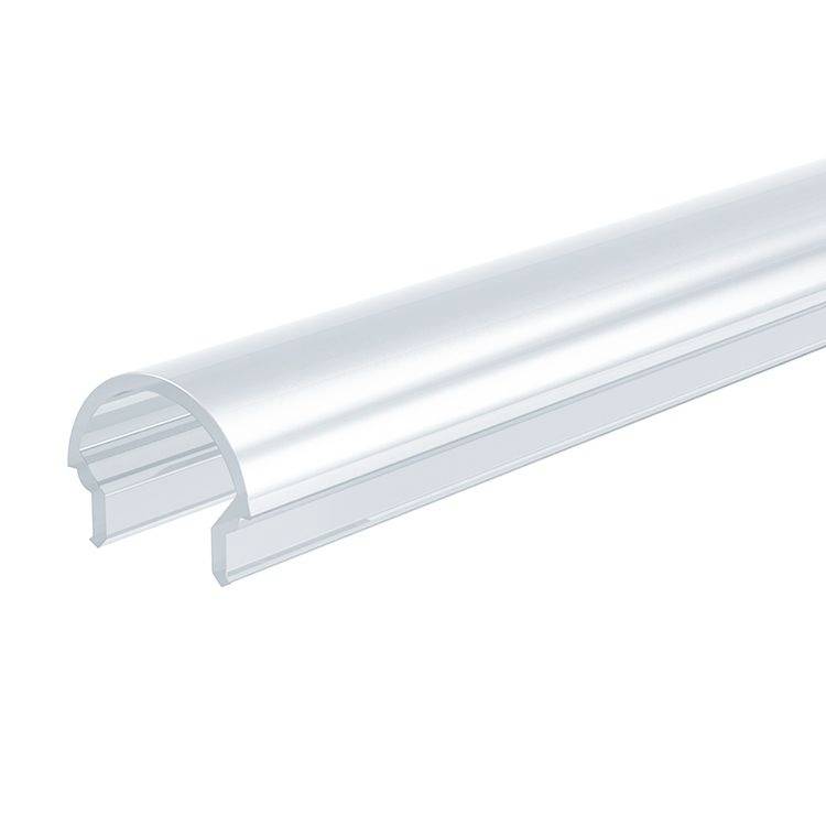 Ein transparenter, gebogener Kunststoffaufsatz für LED-Aluminiumprofile. Ideal zur Streuung von Licht und Schutz der LEDs.