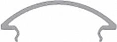 Grauer Querschnitt eines halbrunden Profils mit zwei nach innen gewölbten Kanten an den Enden.