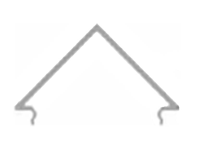 Ein einfaches, stilisiertes Diagramm zeigt eine dreieckige Struktur mit nach unten gebogenen Linien an den Enden.