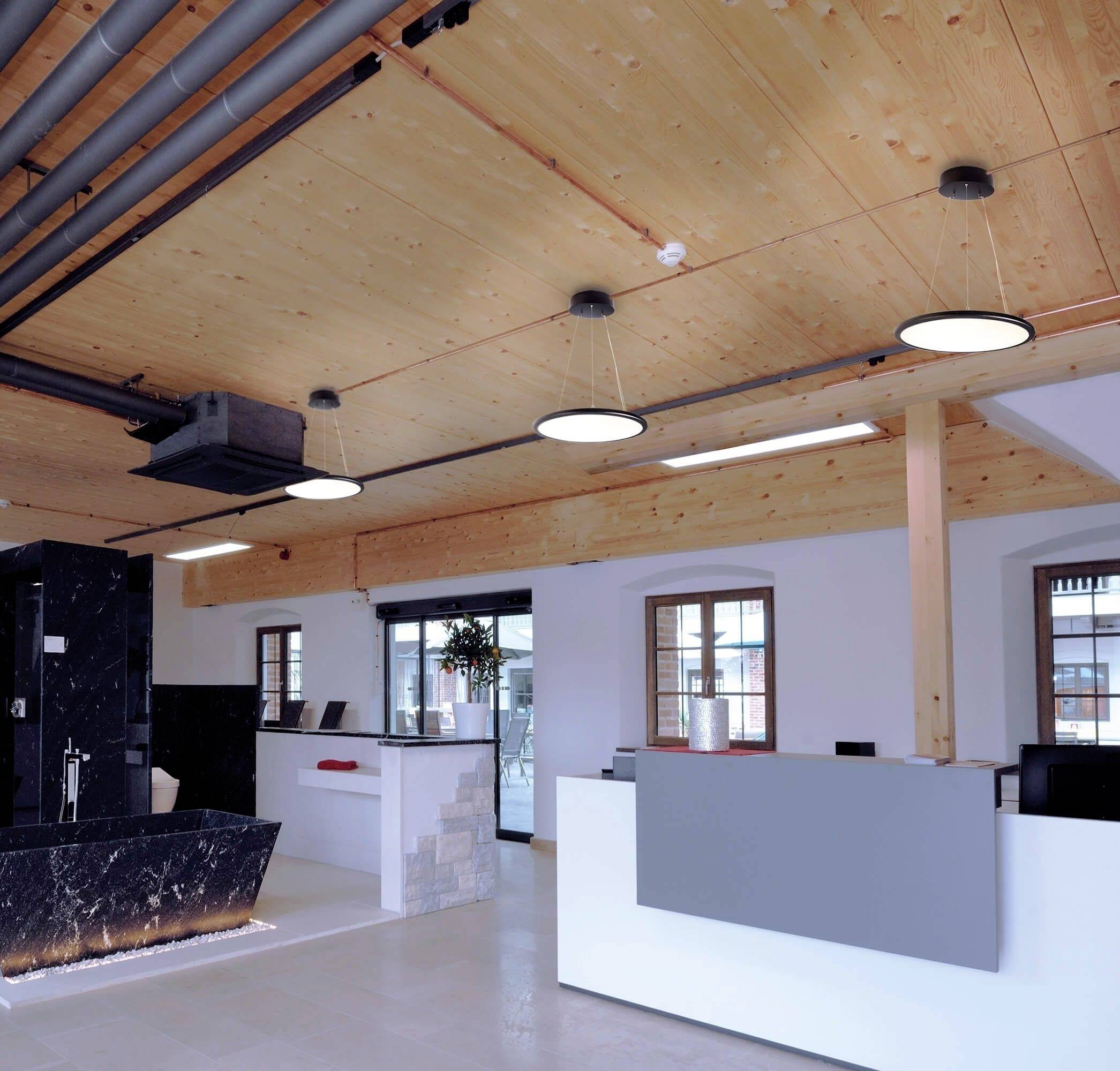 Deko Light 342092 LED Panel transparent rund Pendelleuchte EEK: E (A - G) LED LED fest eingebaut 53.70W Tiefschwarz (RAL 9005)