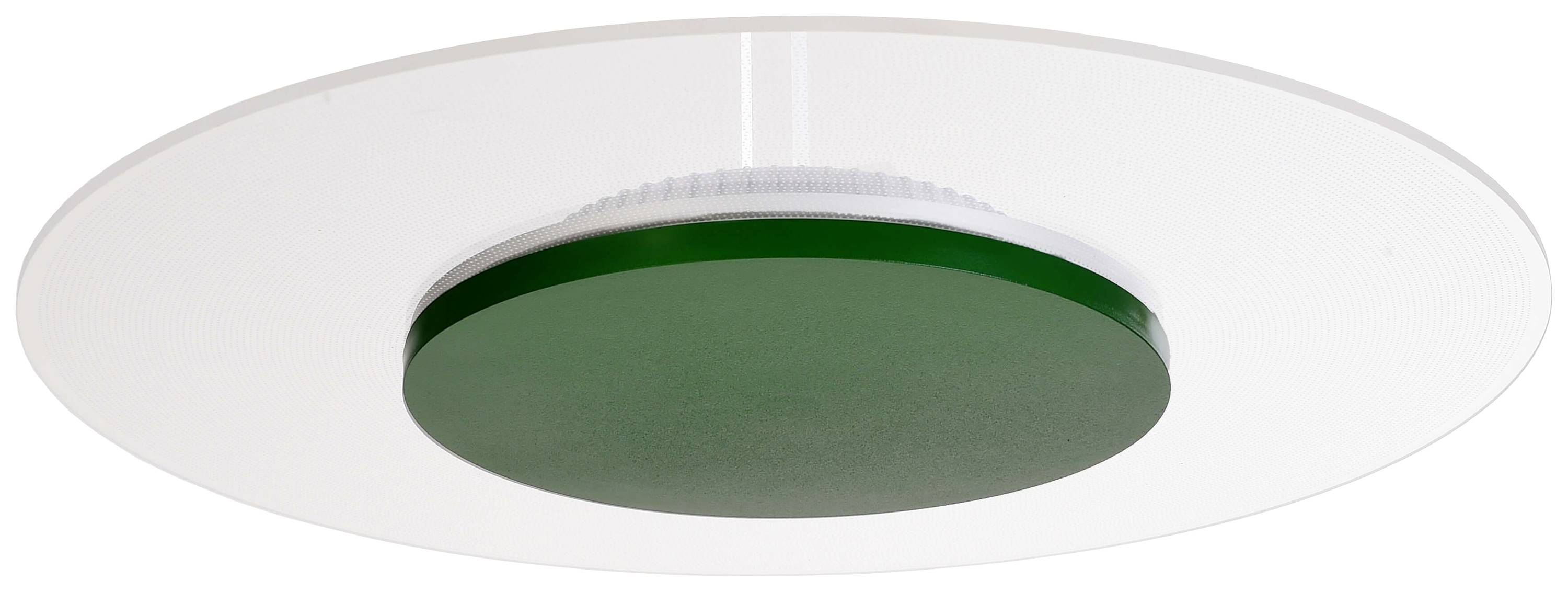 Rundes, grünes Licht an der Decke, dient zur Beleuchtung oder Dekoration.