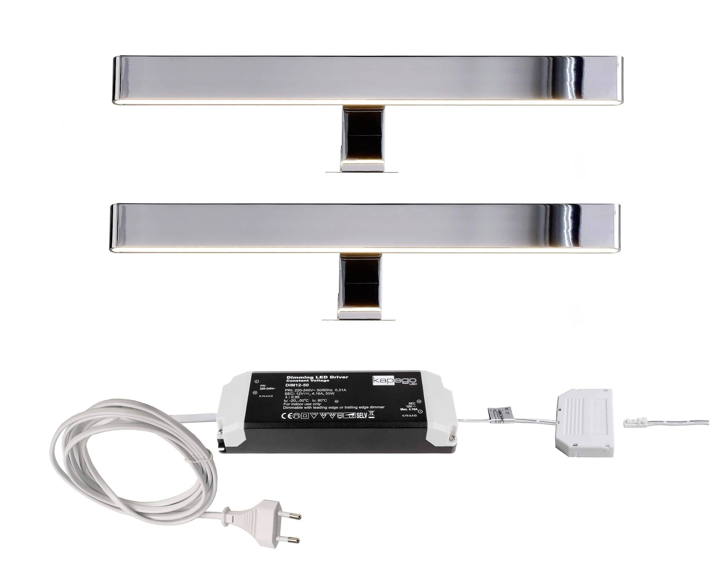 Deko Light Spiegel Line II 2er Bundle Aufbauleuchte LED LED fest eingebaut 12 W EEK: G (A - G) Warmweiß Silber