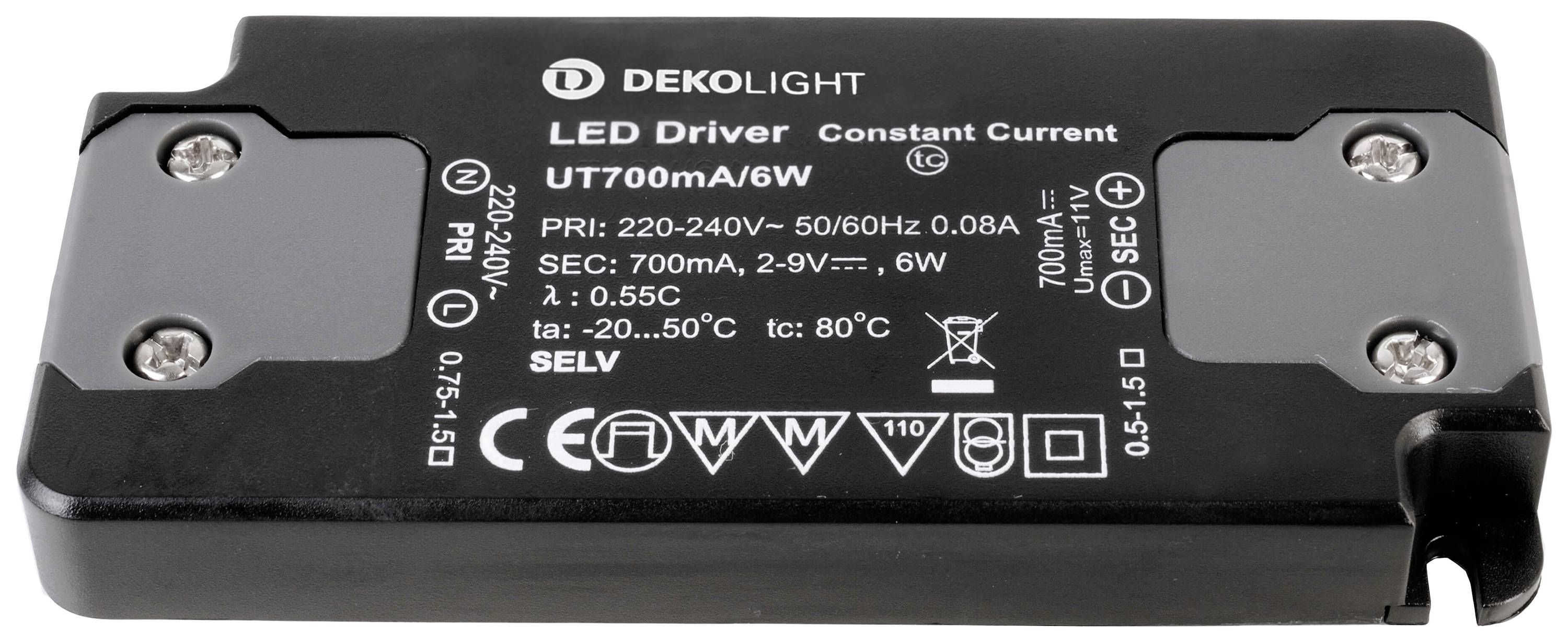 Deko Light FLAT, CC, UT LED-Treiber Konstantstrom 6W 80mA - 0.70A 9 V