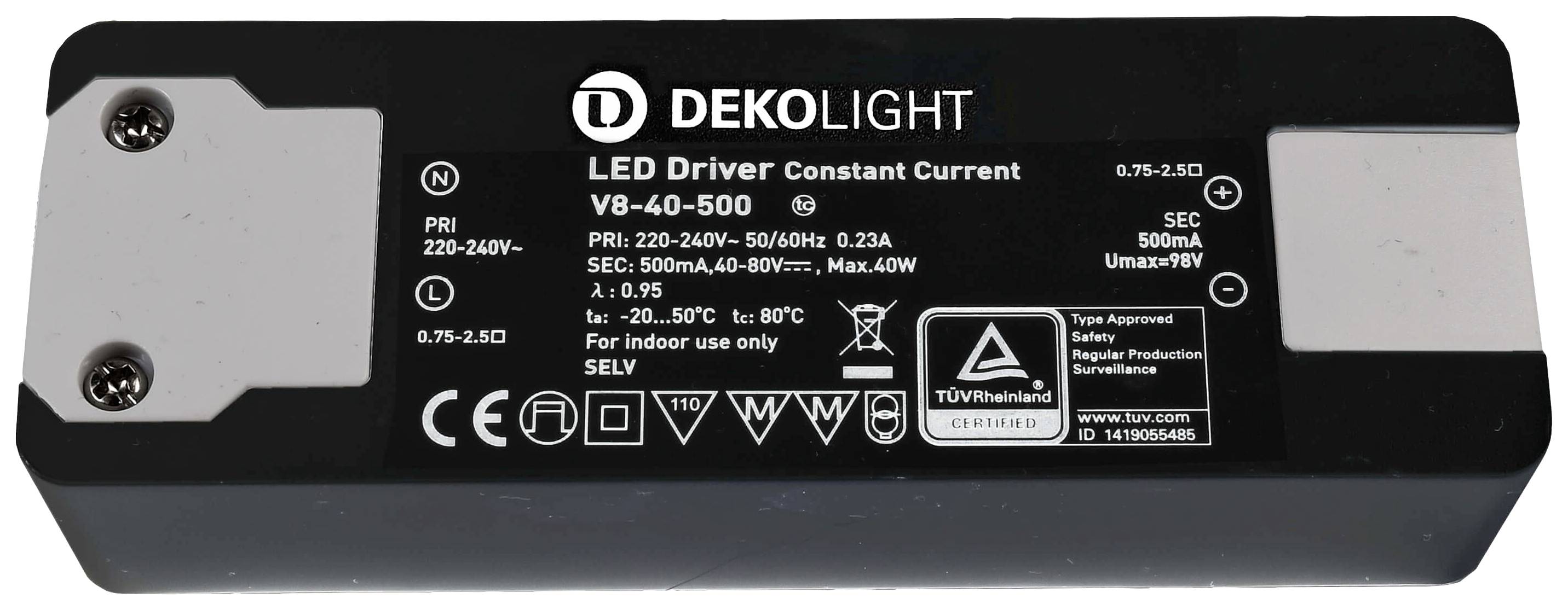 Deko Light BASIC, CC LED-Treiber Konstantstrom 40W 0.50A 40 - 80 V/DC 1St.