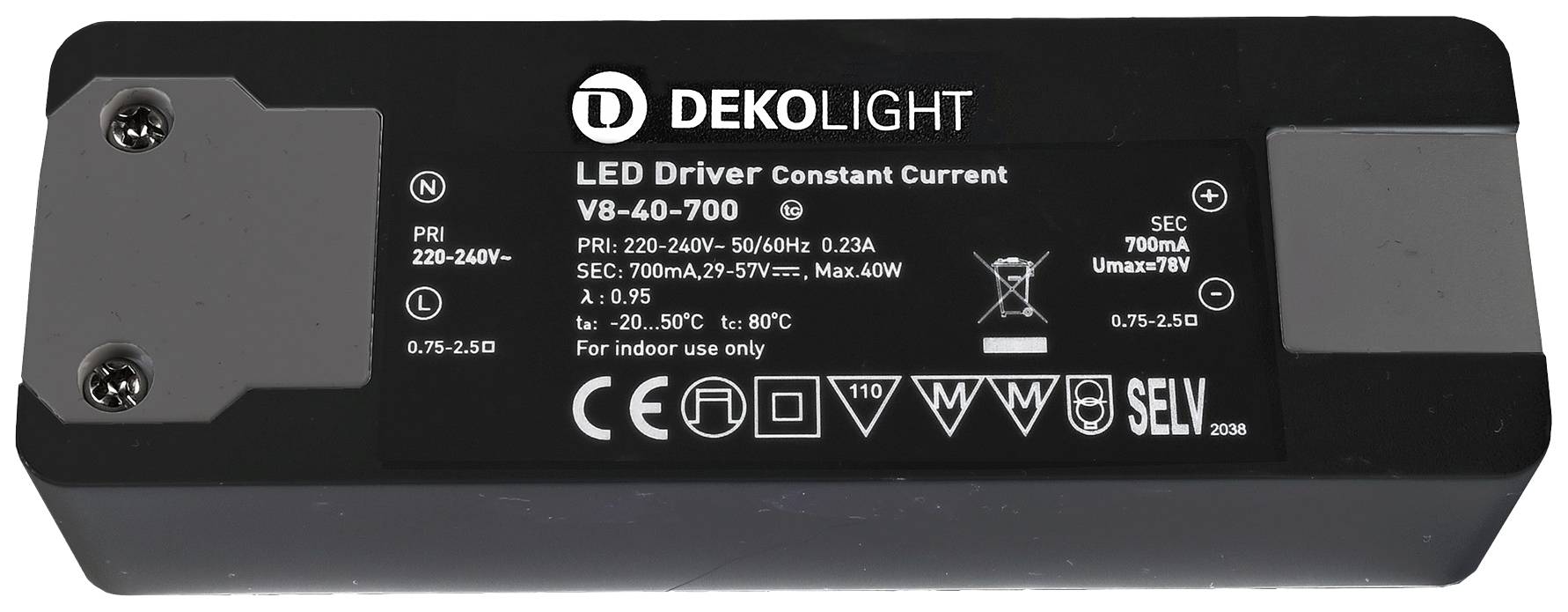 Deko Light BASIC, CC LED-Treiber Konstantstrom 40W 0.70A 29 - 57 V/DC 1St.