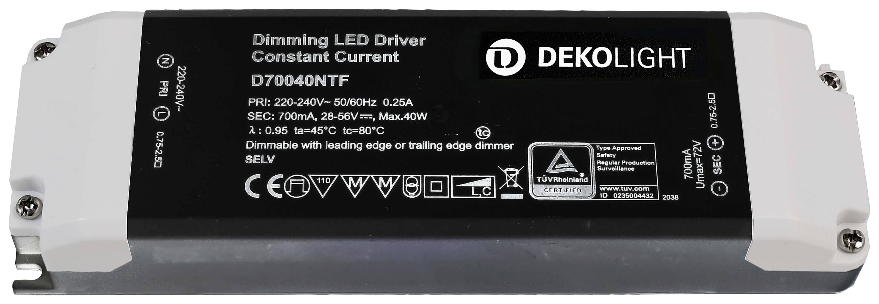 Deko Light BASIC, DIM, CC LED-Treiber Konstantstrom 40 W 0.70 A 28 - 56 V/DC 1 St.