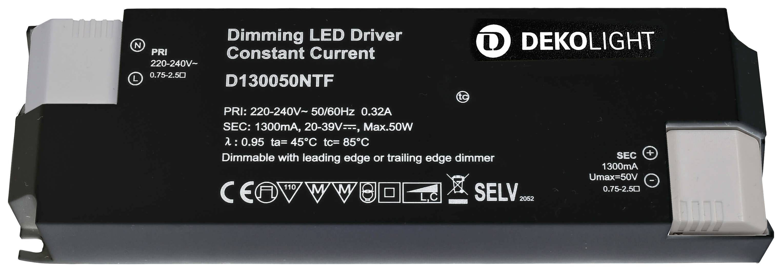 Deko Light BASIC, DIM, CC LED-Treiber Konstantstrom 50 W 1.30 A 20 - 39 V/DC 1 St.