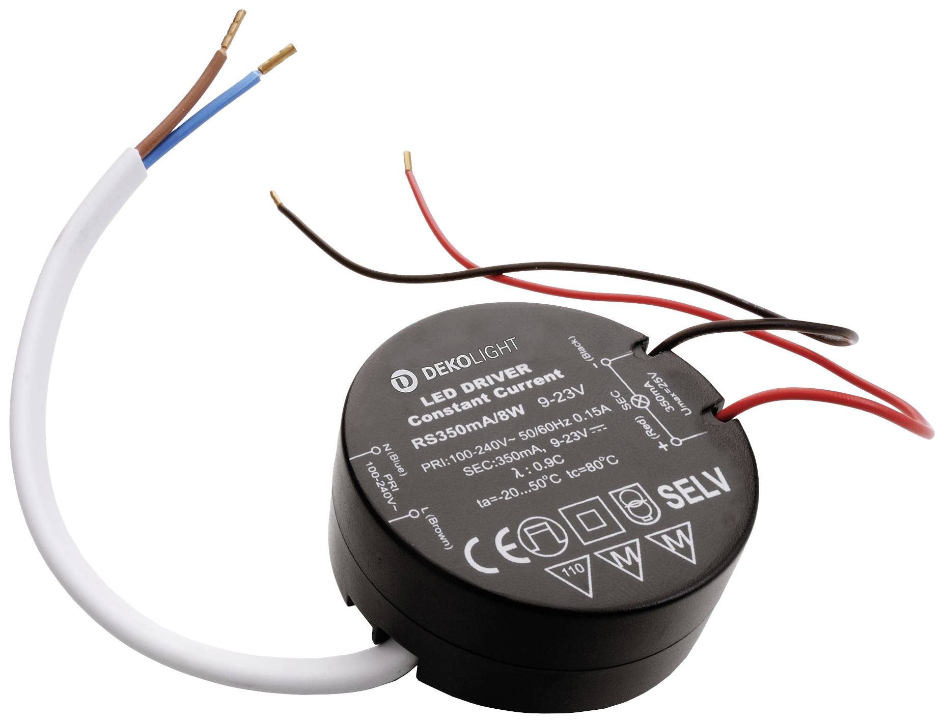 Deko Light ROUND, CC, RS350mA/8W LED-Treiber Konstantstrom 8W 0.35A 9 - 23 V/DC 1St.