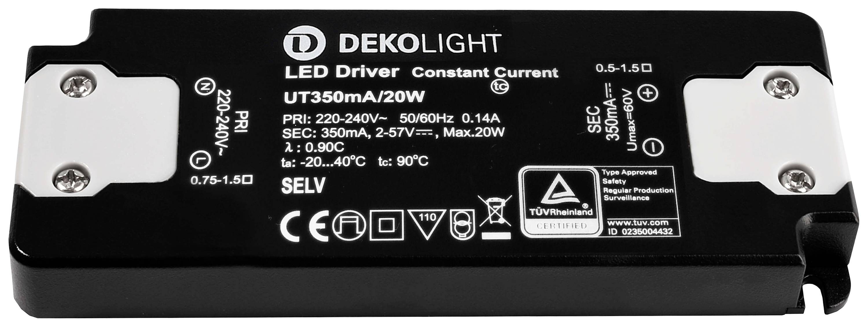 Deko Light FLAT, CC, UT LED-Treiber Konstantstrom 20W 0.35A 2 - 57 V/DC 1St.