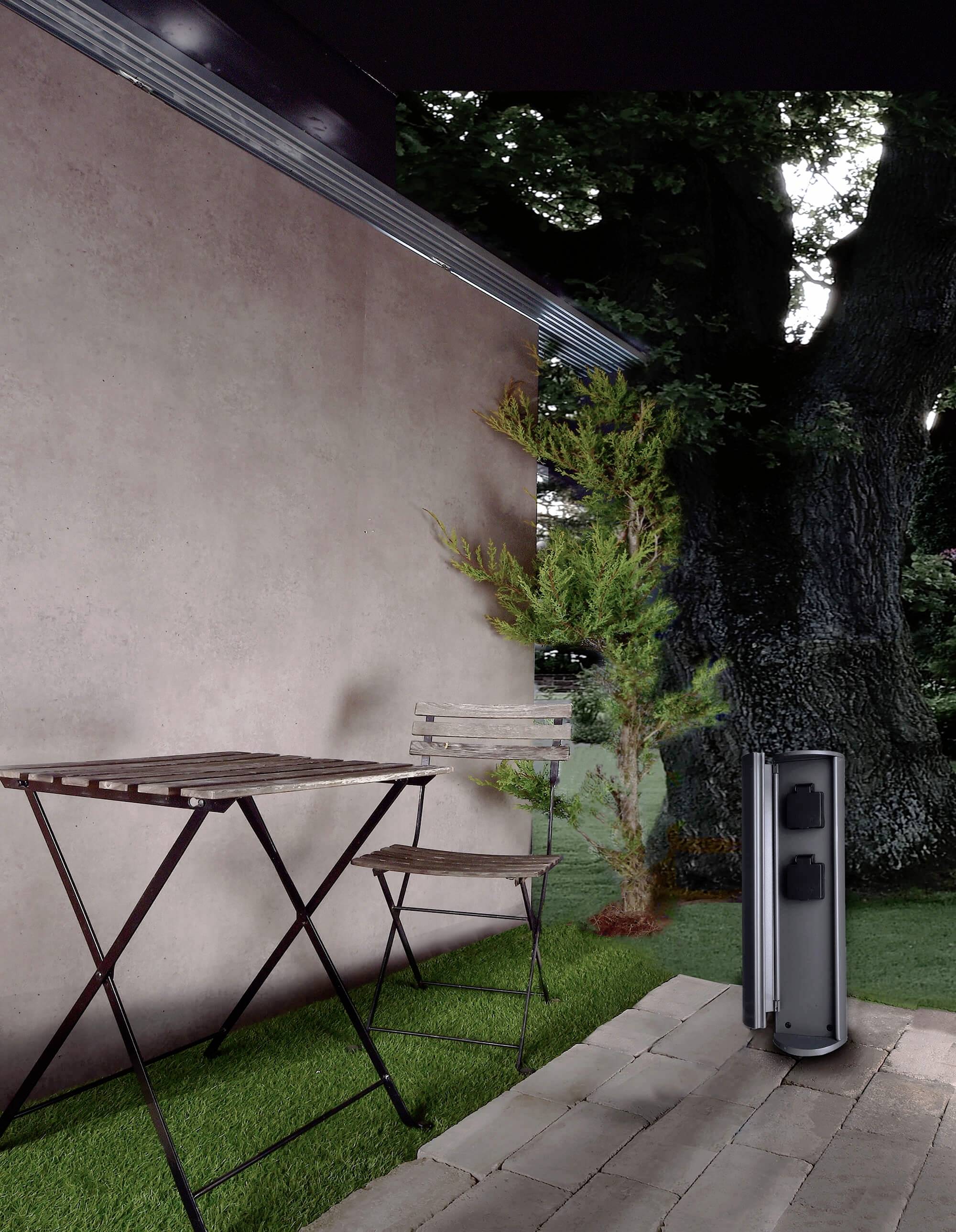 Deko Light 733055 Steckdosenturm Außenstandleuchte Dunkelgrau