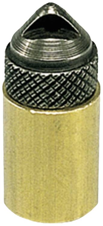 'Schneideinsatz für Rohre', Metallanschluss mit geriffelter Oberfläche und konischem Schneidekopf, verwendet in Rohrbearbeitungen.