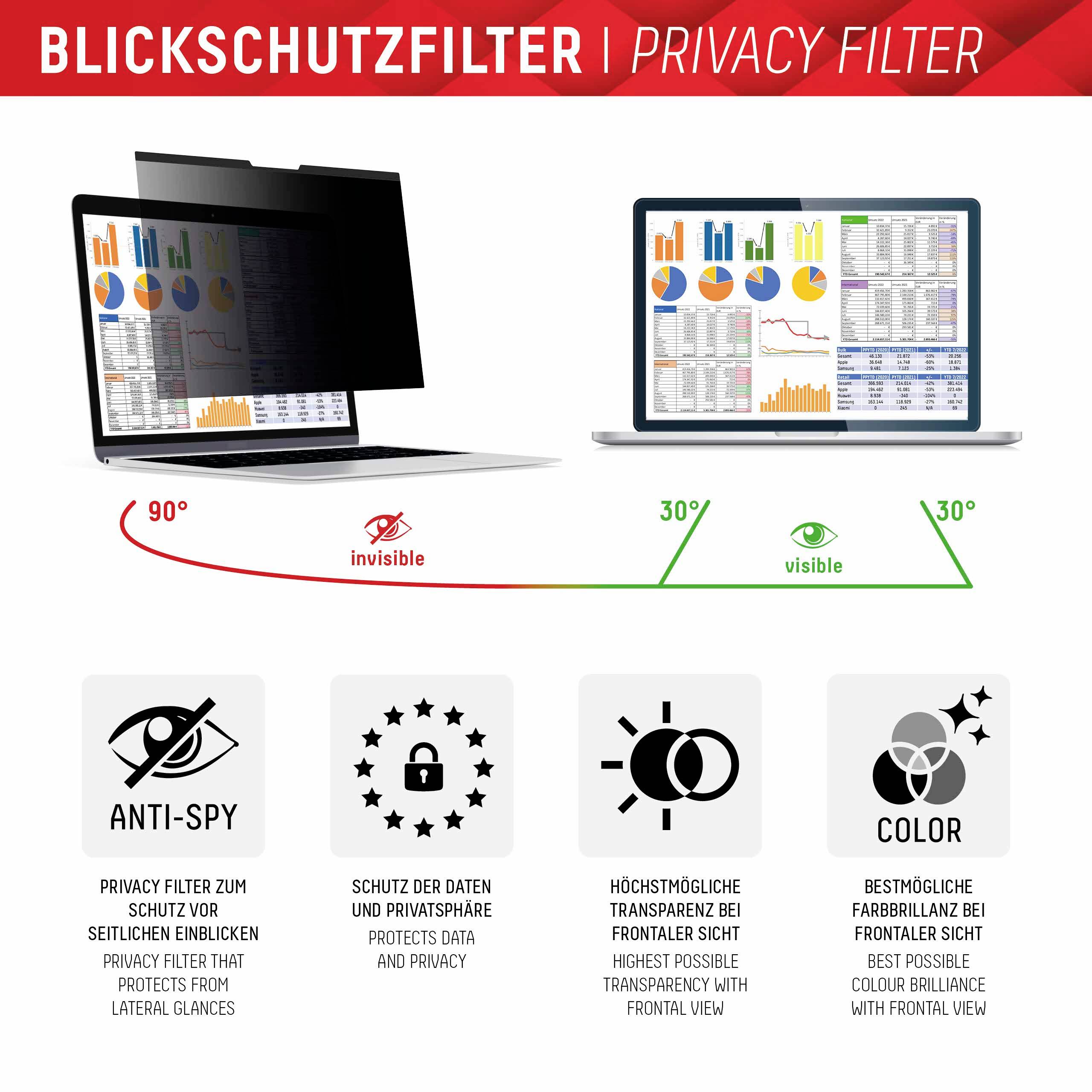 DISPLEX Privacy Safe Blickschutzfolie Notebook 41,1 cm (16,2") 01767