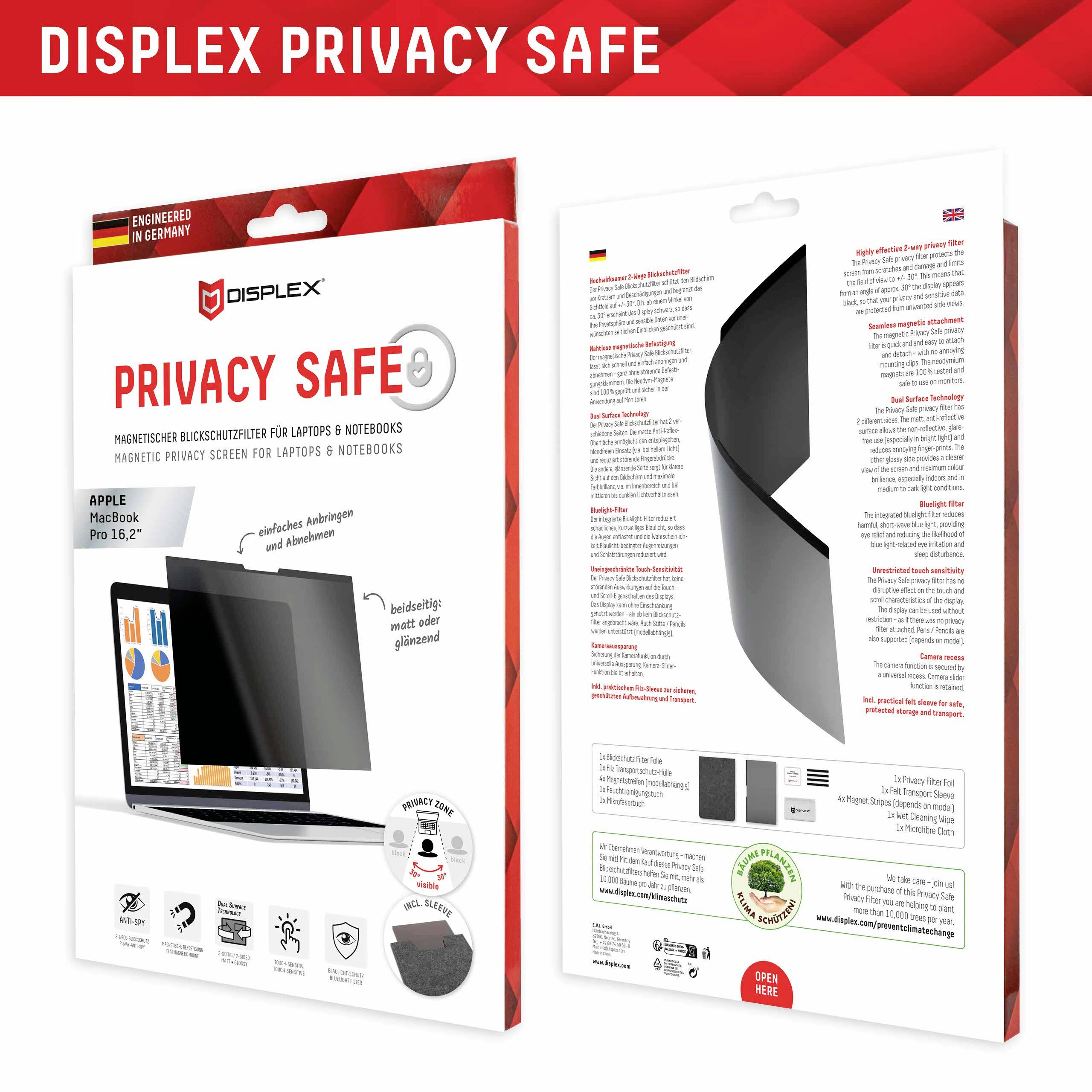 DISPLEX Privacy Safe Blickschutzfolie Notebook 41,1 cm (16,2") 01767