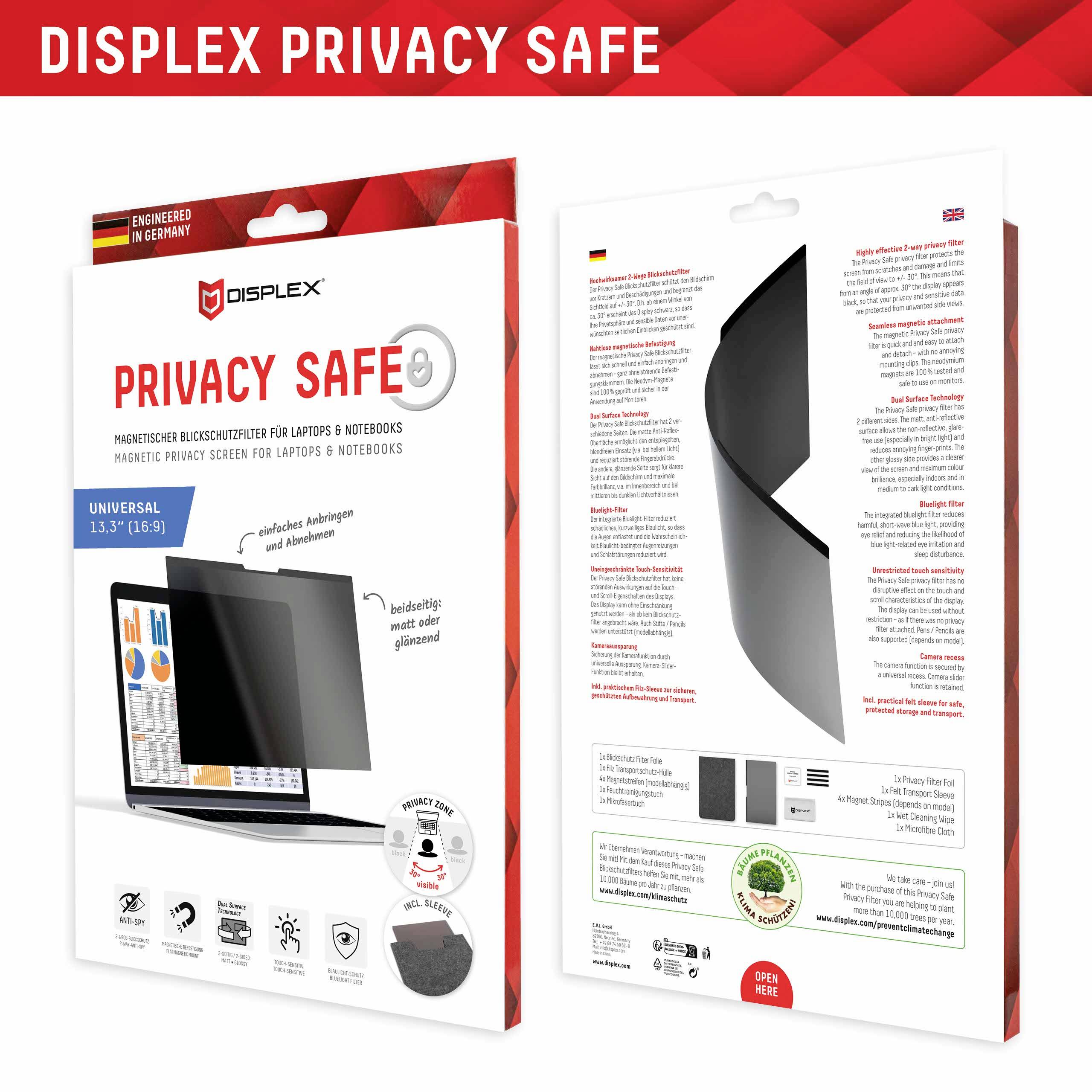 DISPLEX Privacy Safe Blickschutzfolie Notebook 33,8 cm (13,3") Bildformat: 16:9 01760