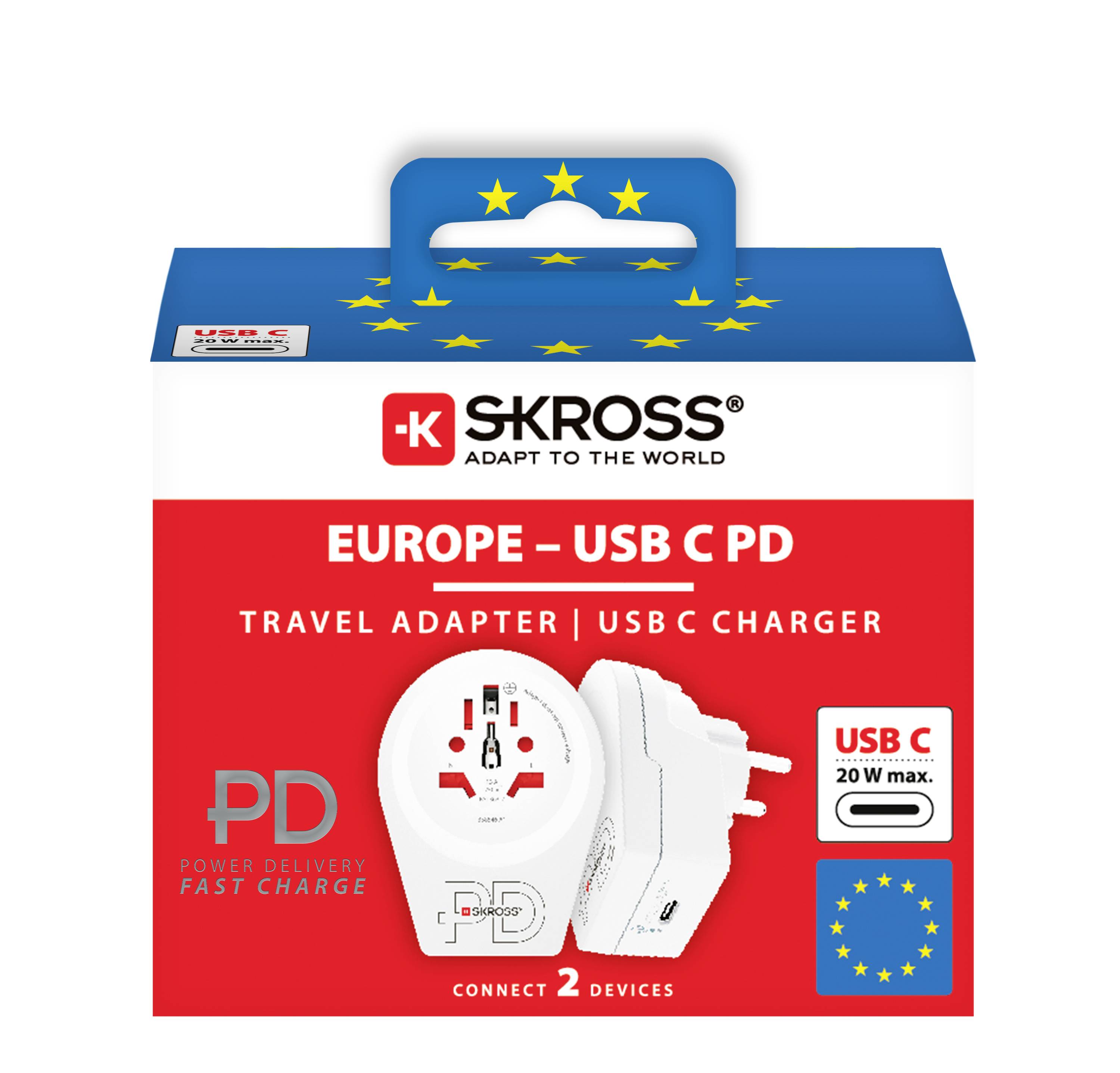 Skross 1.500290 Reiseadapter Country Adapter World to Europe USB C20PD