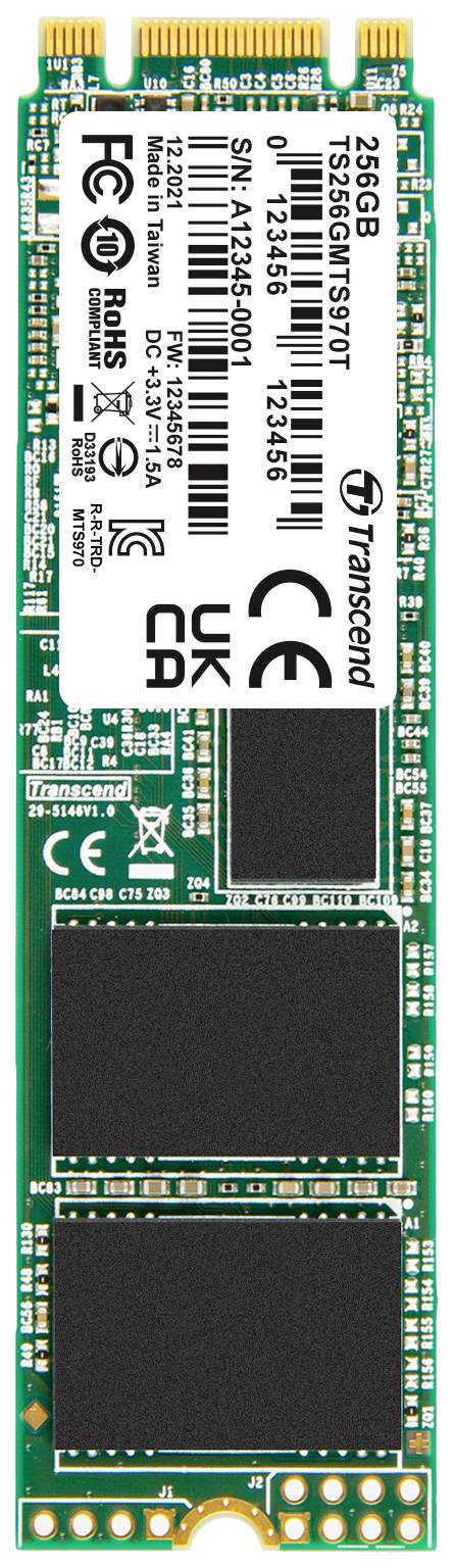 Transcend MTS970T 256GB Interne M.2 SATA SSD 2280 SATA III Industrial TS256GMTS970T
