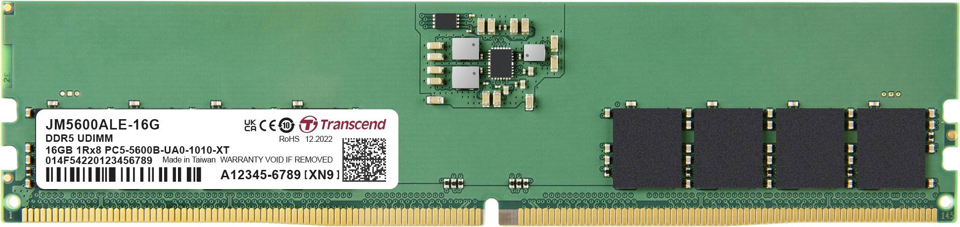 Transcend JM5600ALE-16G PC-Arbeitsspeicher Modul DDR5 16 GB 1 x 16 GB on-die ECC 5600 MHz 288pin DIMM CL46 JM5600ALE-16G