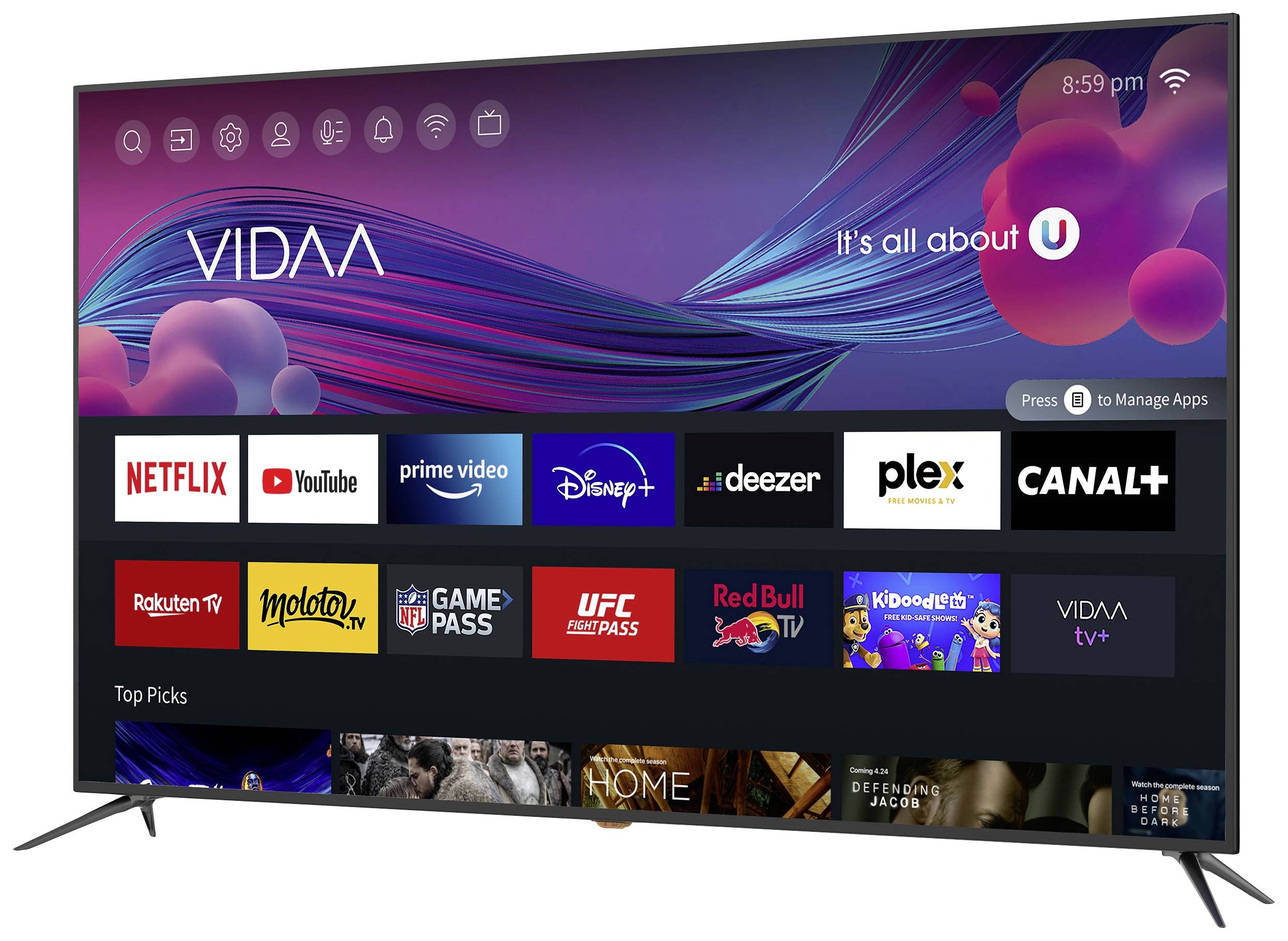 JTC OS36500USV LED-TV 164cm 65 Zoll EEK F (A - G) DVB-T2, DVB-T, DVB-S2, DVB-S, DVB-C, CI+, Smart TV, UHD, WLAN Schwarz