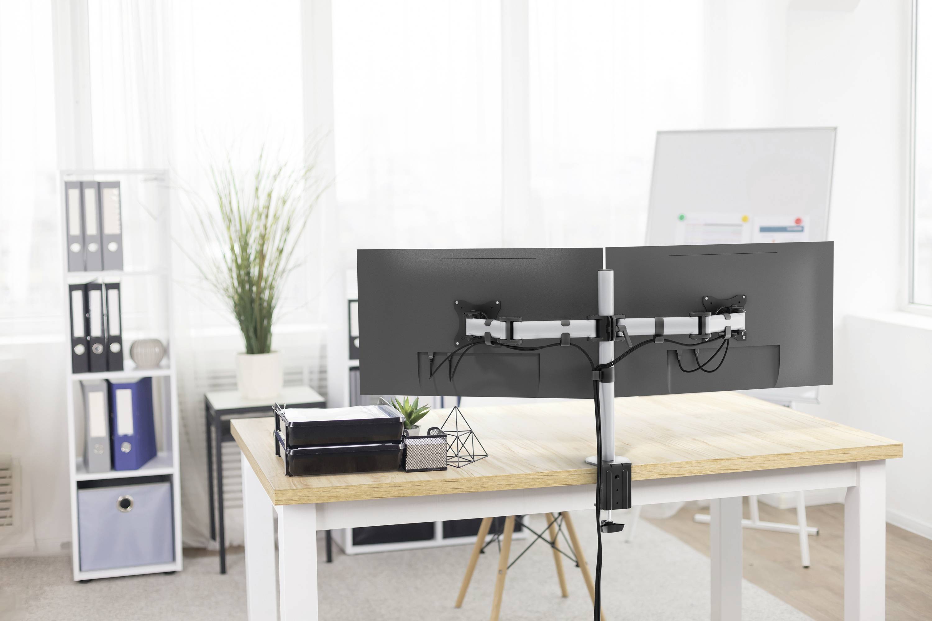 Durable SELECT 2fach Monitor-Tischhalterung 68,6 cm (27") Silber Drehbar, Höhenverstellbar, Neigbar, Schwenkbar