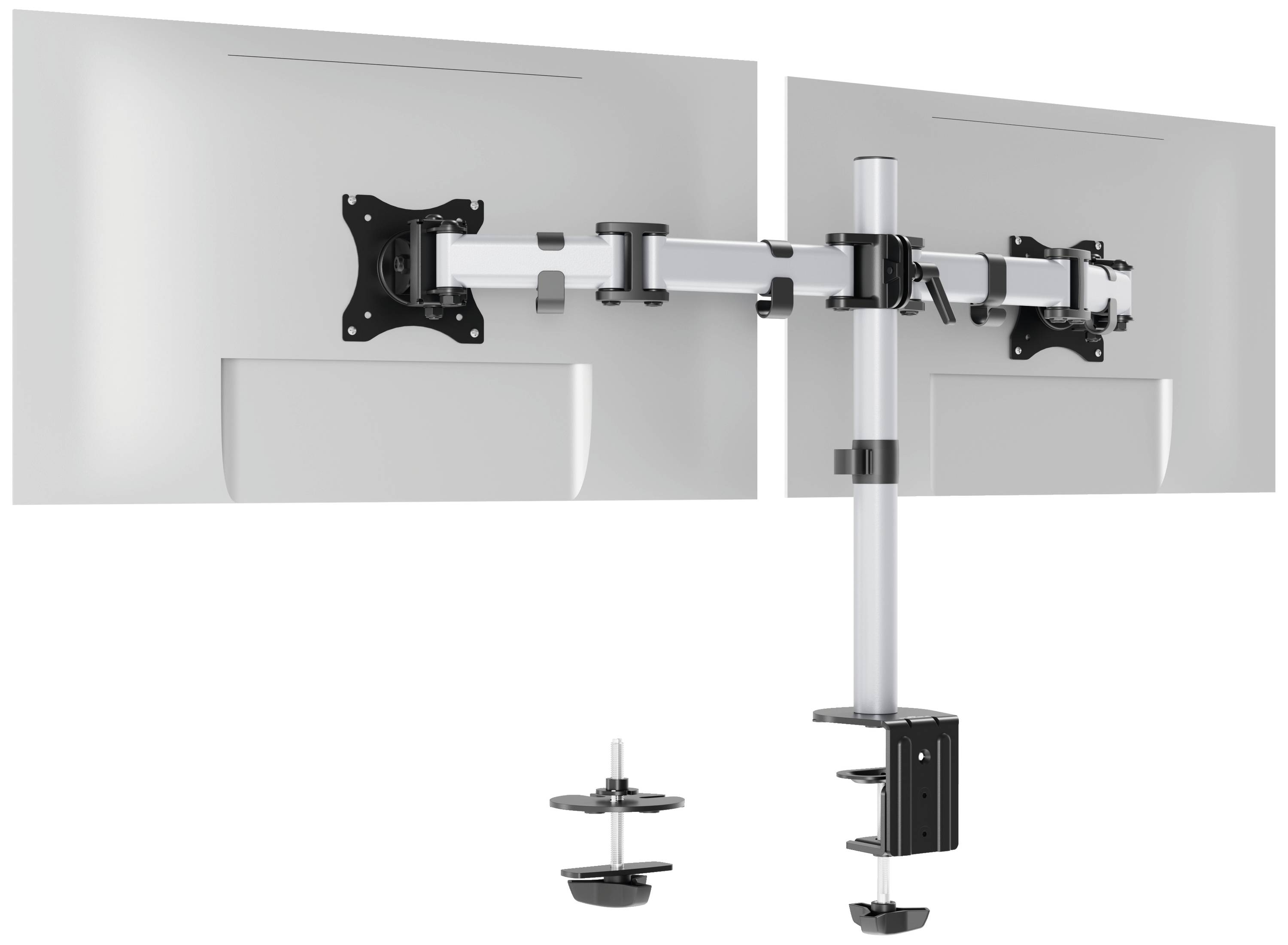 Durable SELECT 2fach Monitor-Tischhalterung 68,6 cm (27") Silber Drehbar, Höhenverstellbar, Neigbar, Schwenkbar