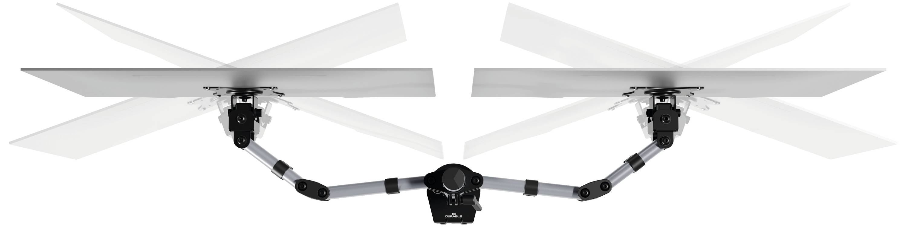 Durable SELECT 2fach Monitor-Tischhalterung 68,6 cm (27") Silber Drehbar, Höhenverstellbar, Neigbar, Schwenkbar