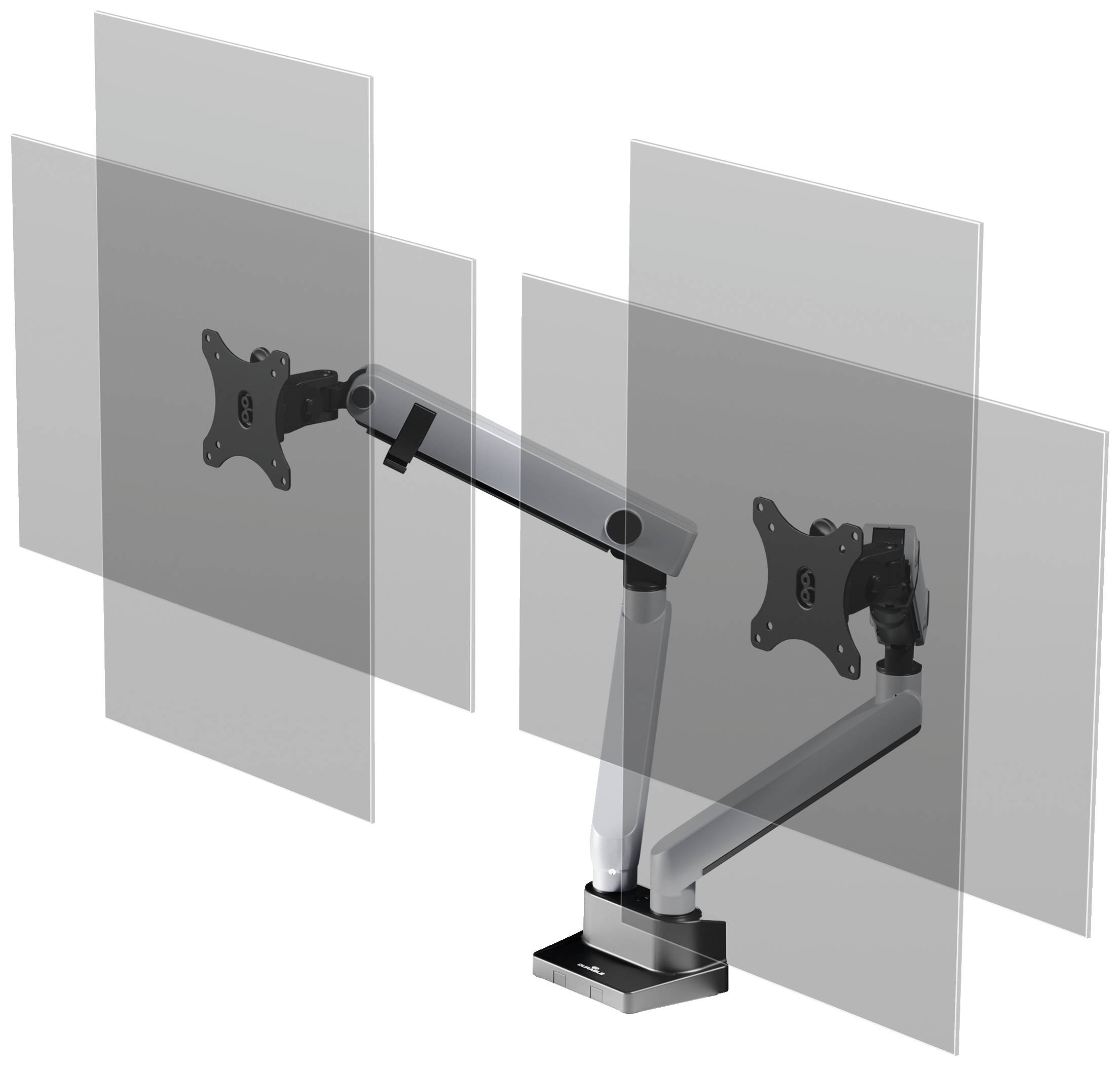 Durable SELECT PLUS Monitor-Tischhalterung 2 Display(s) 81,3 cm (32") Silber Drehbar, Höhenverstellbar, Neigbar, Schwenkbar