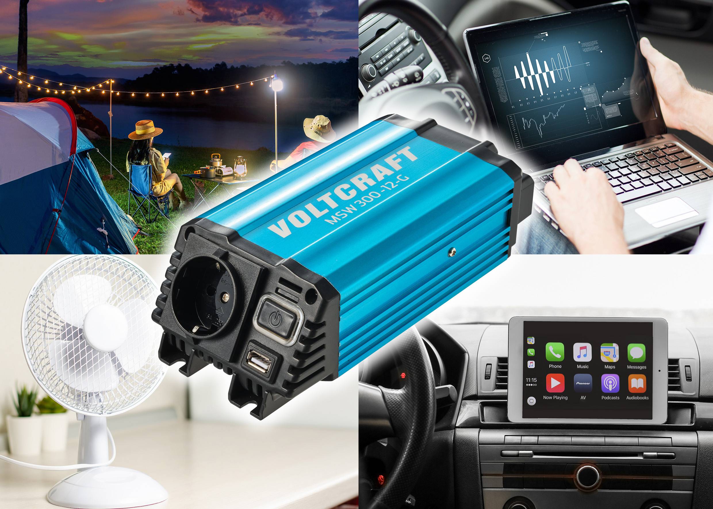 VOLTCRAFT Wechselrichter MSW 300-12-G 300W 12 V/DC - 230 V/AC modifizierte Sinuswelle