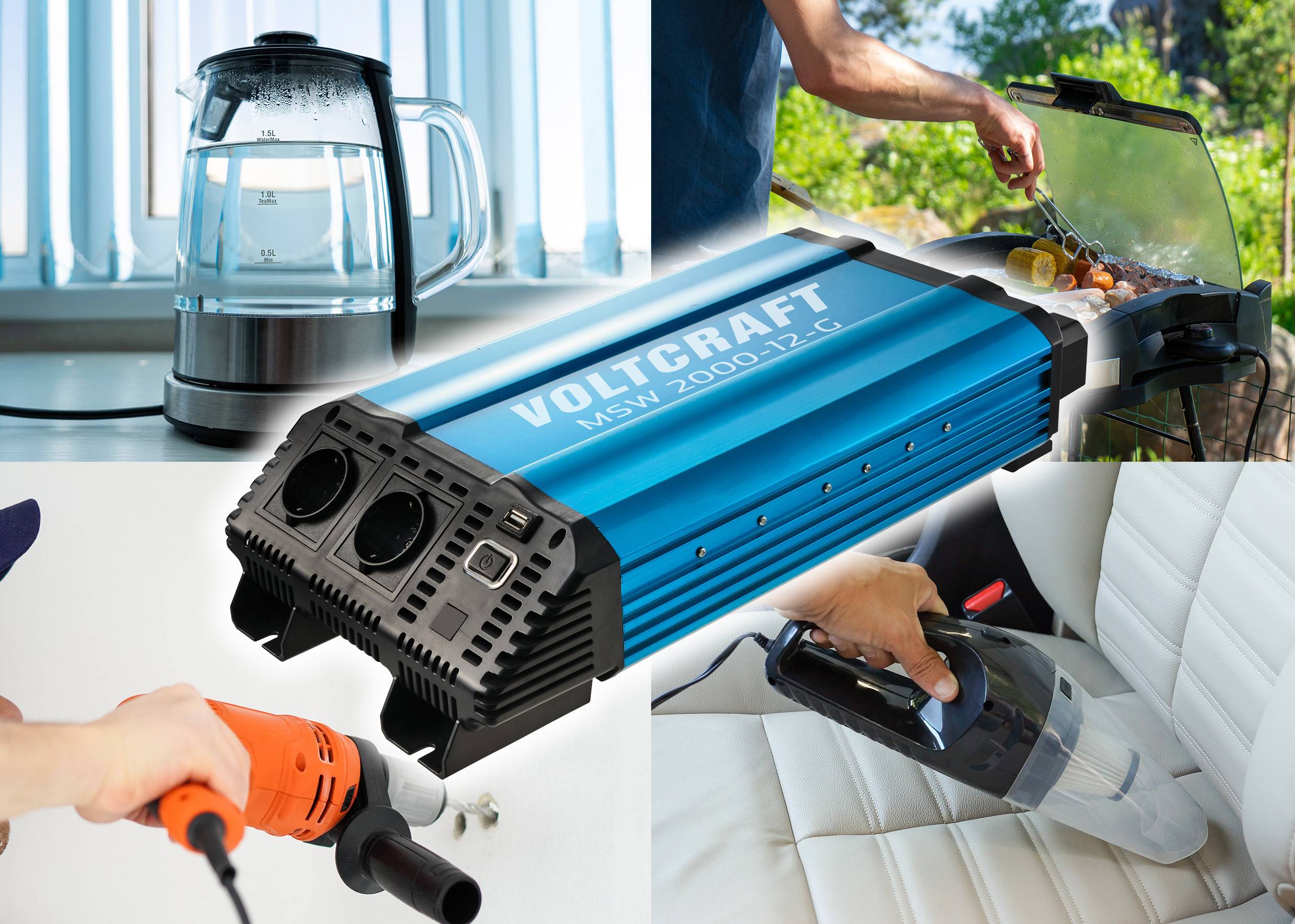 VOLTCRAFT Wechselrichter MSW 2000-12-G 2000W 12 V/DC - 230 V/AC modifizierte Sinuswelle