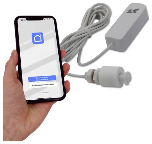 Schabus 200150 WWD 150 Wireless Float switch Wassermelder mit App-Steuerung, mit Schwimmerschalter