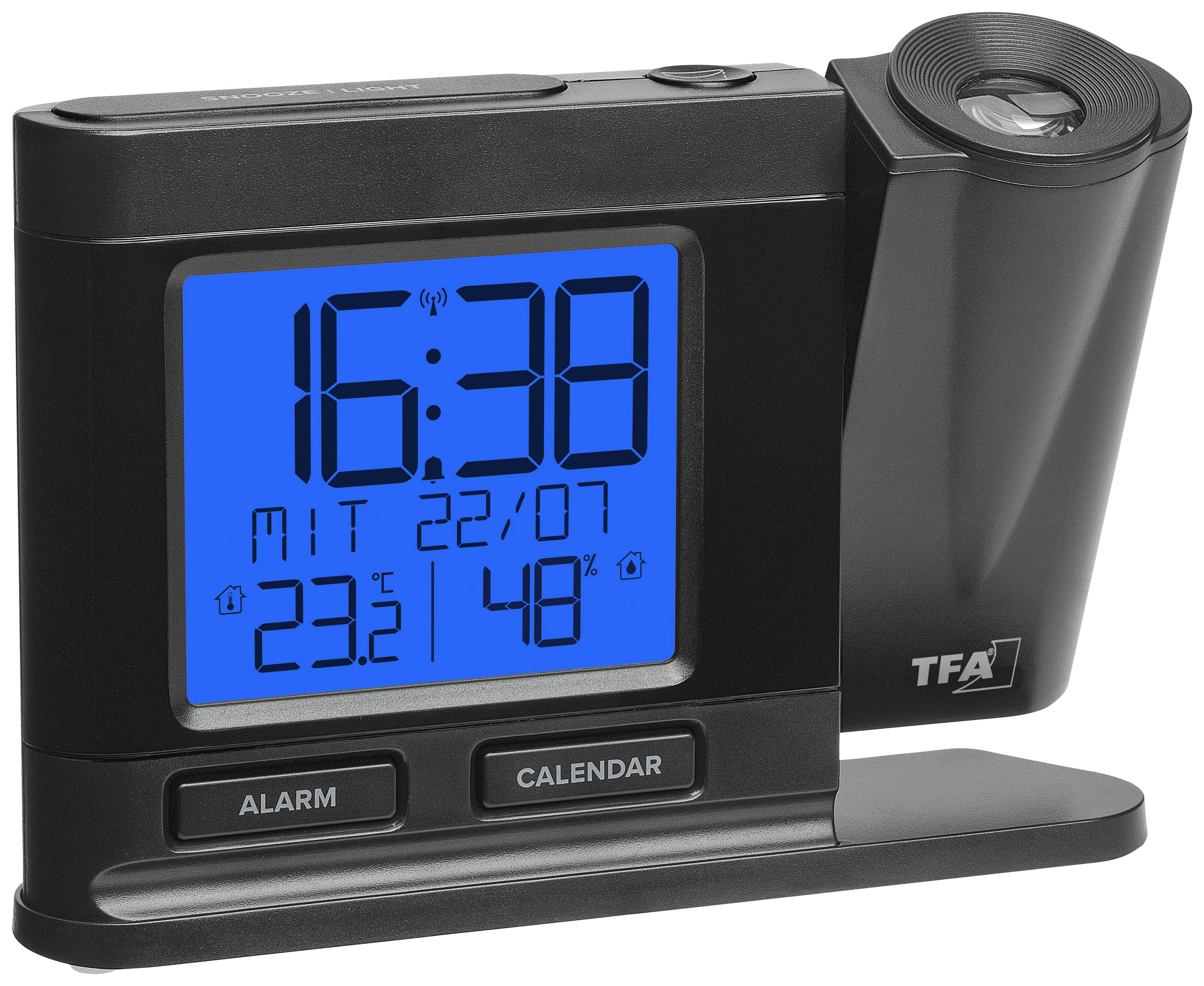 TFA Dostmann 60.5017.01 Funk Wecker Schwarz Alarmzeiten 1