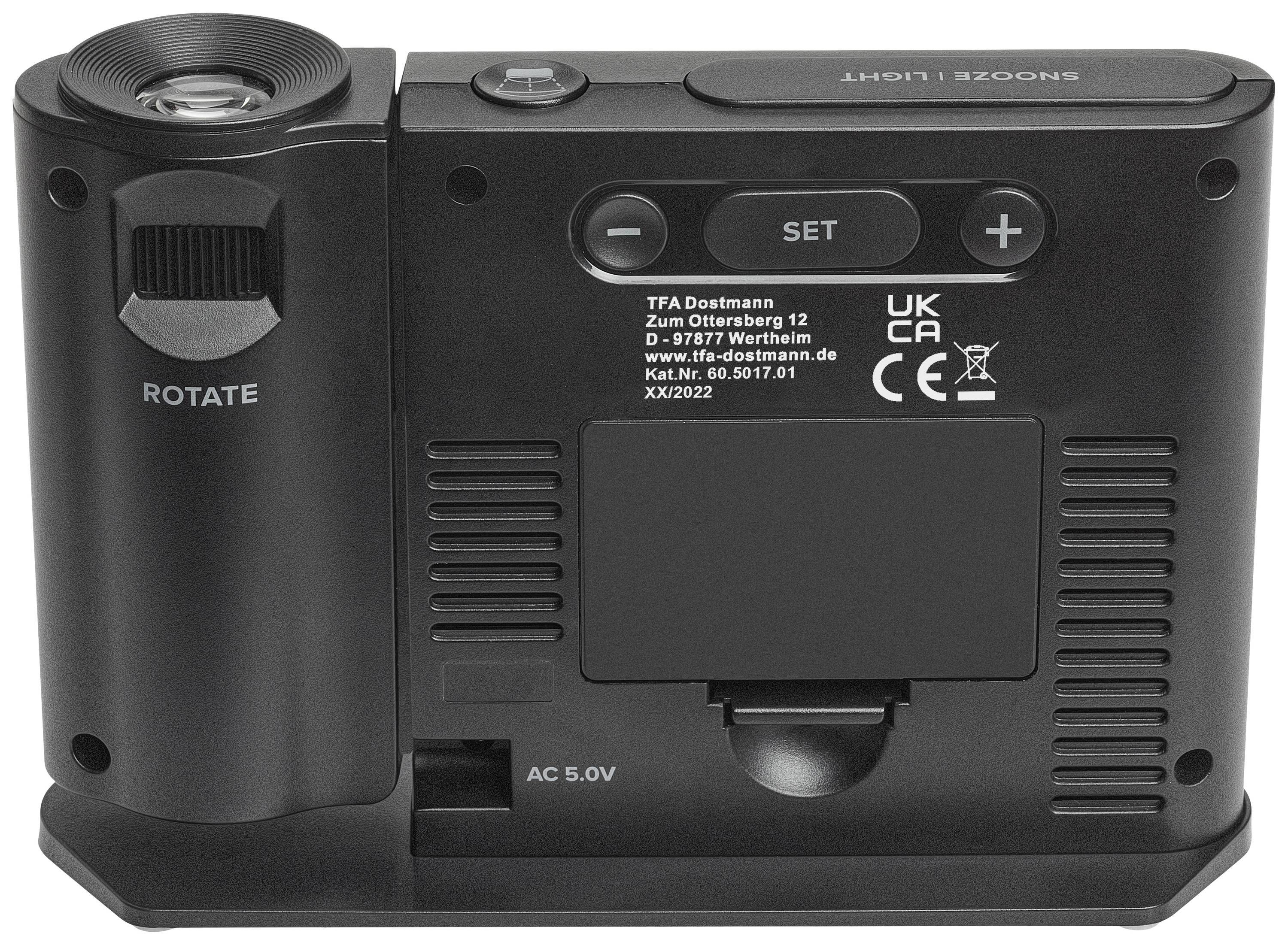 TFA Dostmann 60.5017.01 Funk Wecker Schwarz Alarmzeiten 1