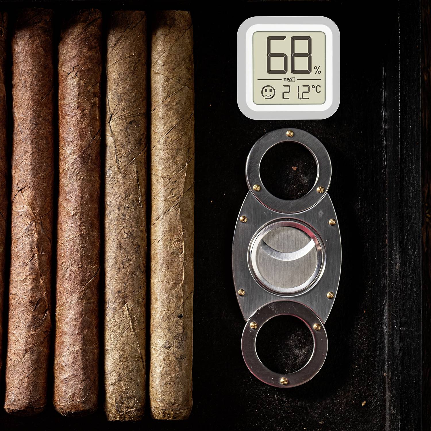 TFA Dostmann Humidore Thermo-/Hygrometer Silber 30.5056.54