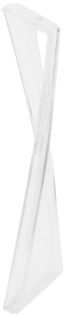 Transparente Smartphone-Hülle in aufrechter Position, zeigt schlankes Design und leichte Bauweise.