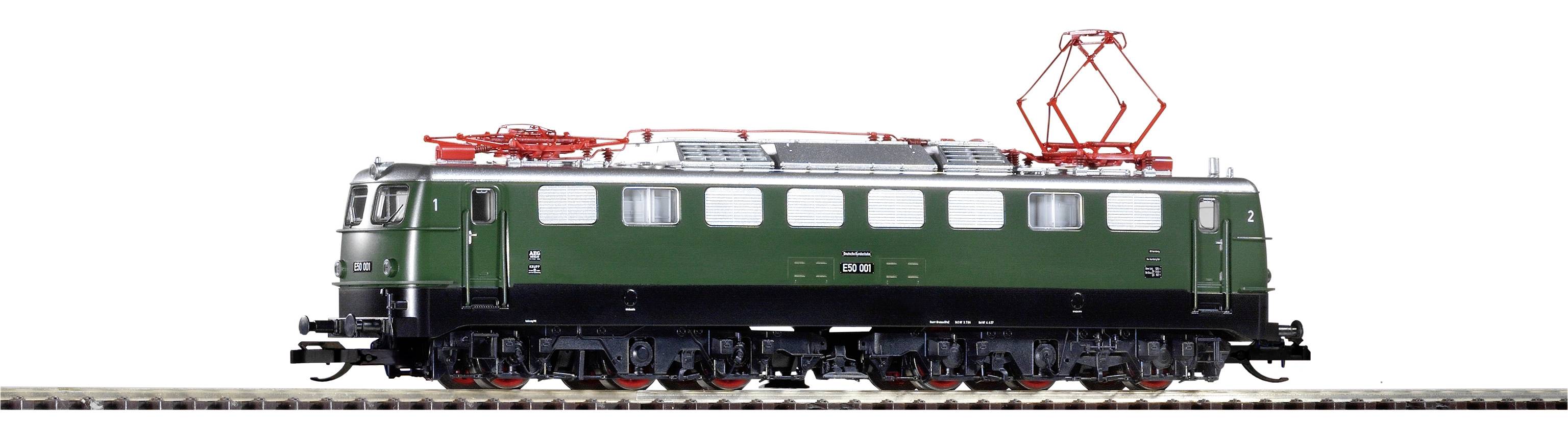 Grüne Lokomotive der Baureihe E41 von der Seite, auf Schienen.