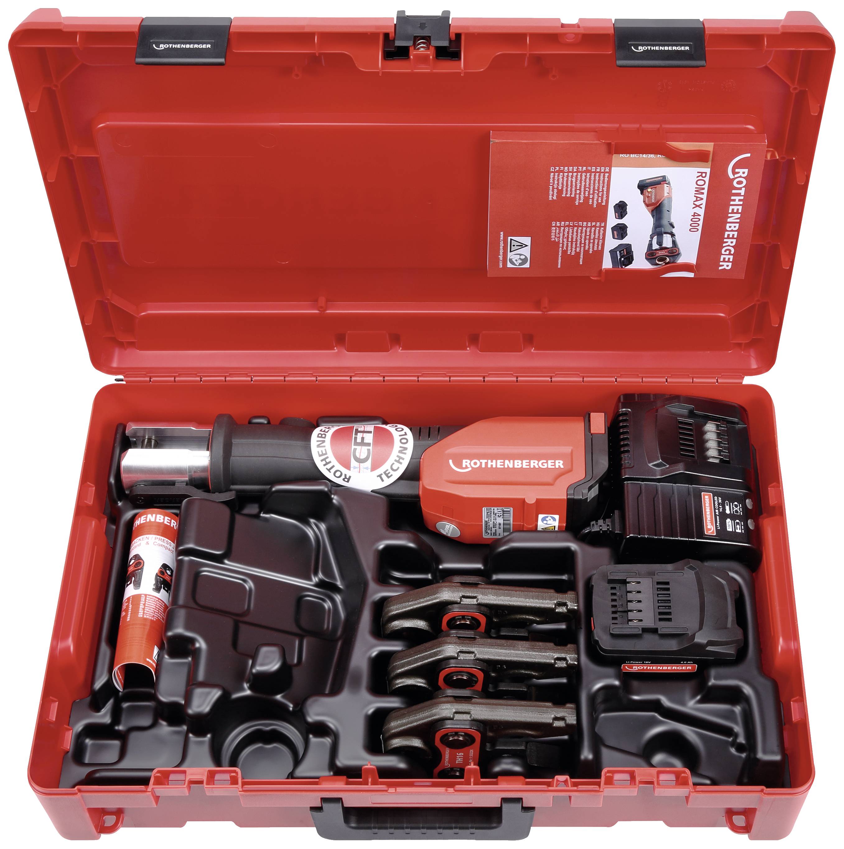 Rothenberger Akku-Pressmaschine ROMAX 4000 Set TH16-20-26mm, 4Ah, EU 1000001925