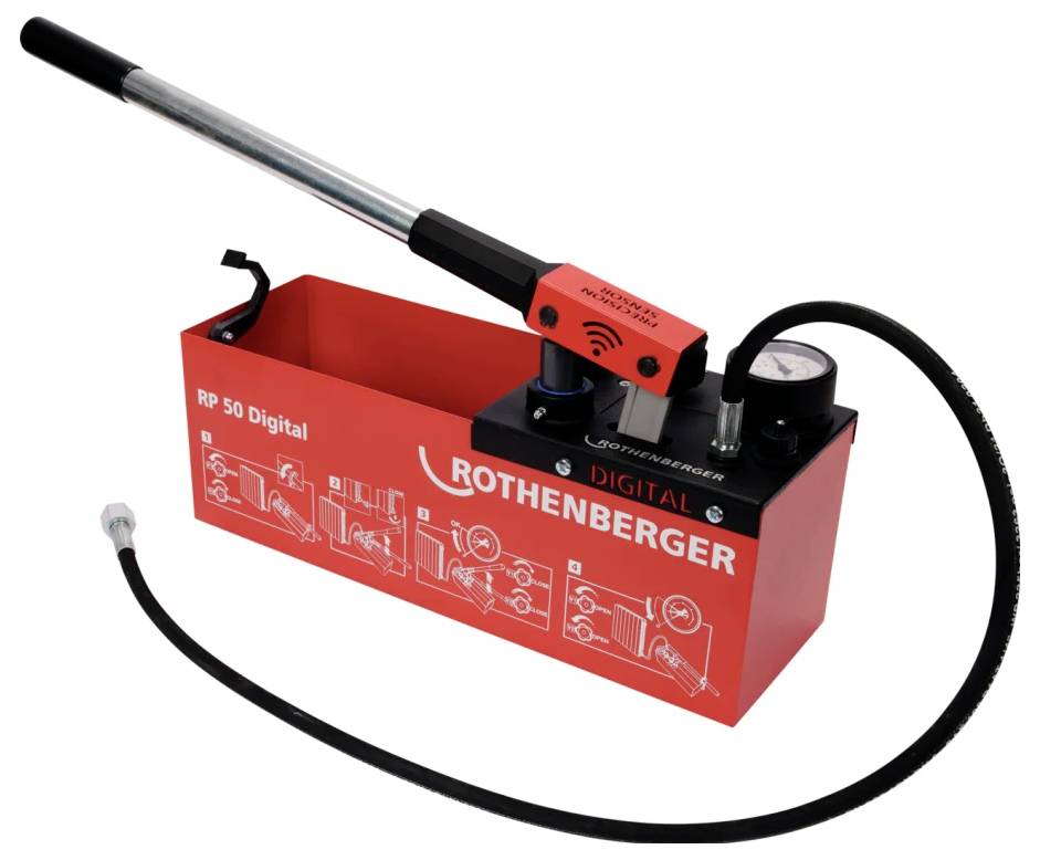 Prüfpumpe RP 50 dig.0-30bar R 1/2 Zoll Saugvolumen p.Hub ca.45ml ROTHENBERGER