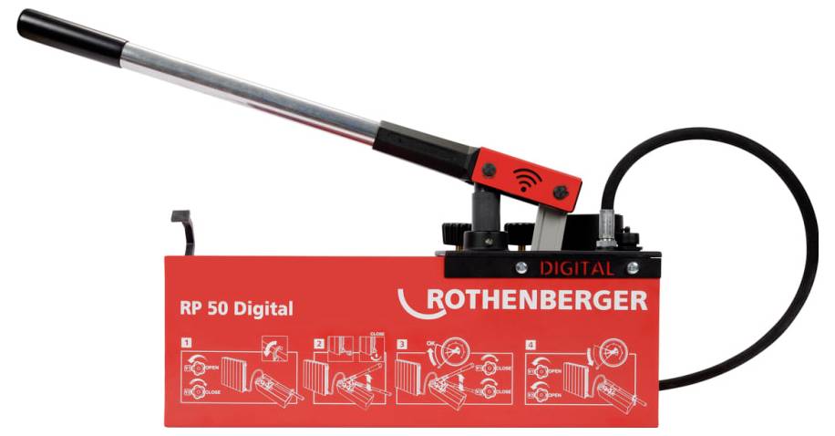 Prüfpumpe RP 50 dig.0-30bar R 1/2 Zoll Saugvolumen p.Hub ca.45ml ROTHENBERGER