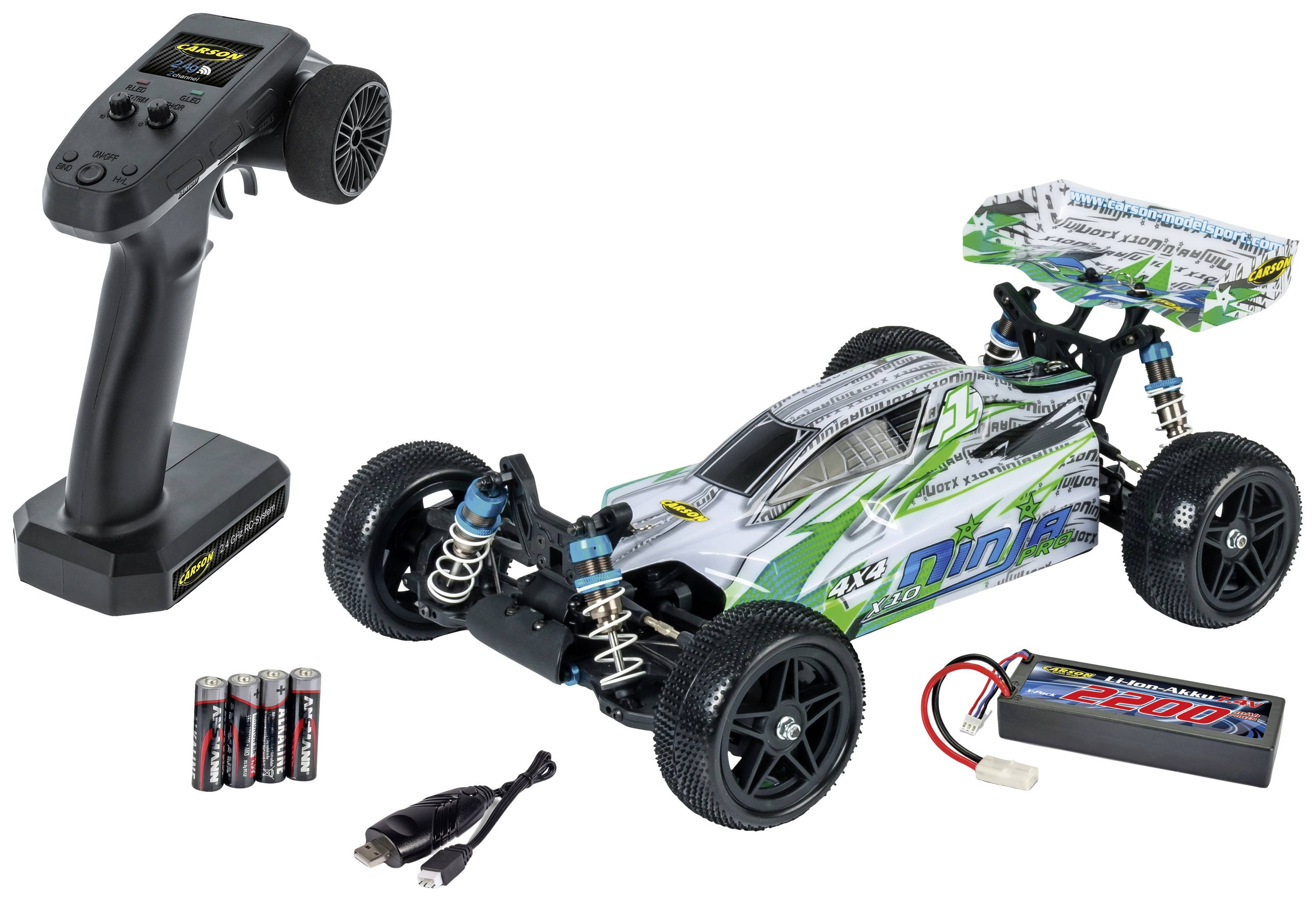 Carson Modellsport 1:10 Ninja-Pro sport X10 2.4G 100% RTR 1:10 RC Modellauto Elektro Buggy Allradan
