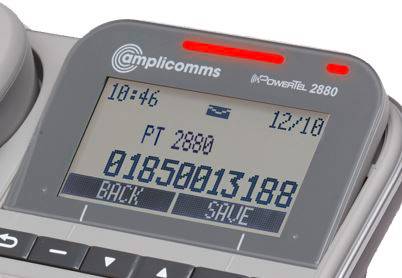 Amplicomms PowerTel 2880 Schnurloses Seniorentelefon Anrufbeantworter, Freisprechen, für Hörgeräte kompatibel, inkl. Mobilteil, Optische Anrufsign