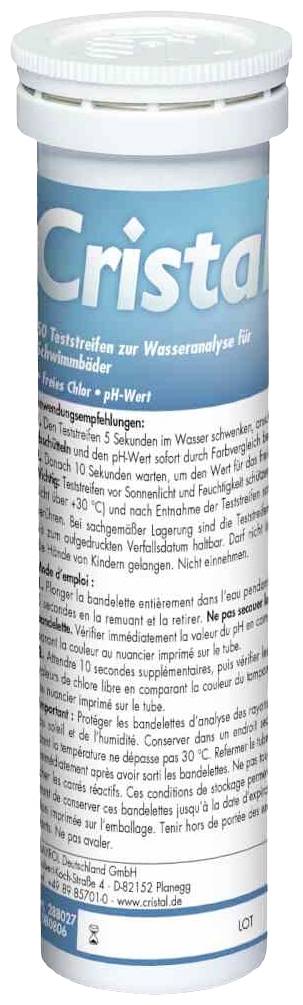 Cristal 288027 Pool-Teststreifen PH und Chlor Pool-Chemie Teststreifen 50 St.